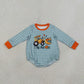 NEW RTS NO MOQ milk silk LR3237 Baby Boys Long Sleeve Green Checked Pumpkins Truck Fall Romper