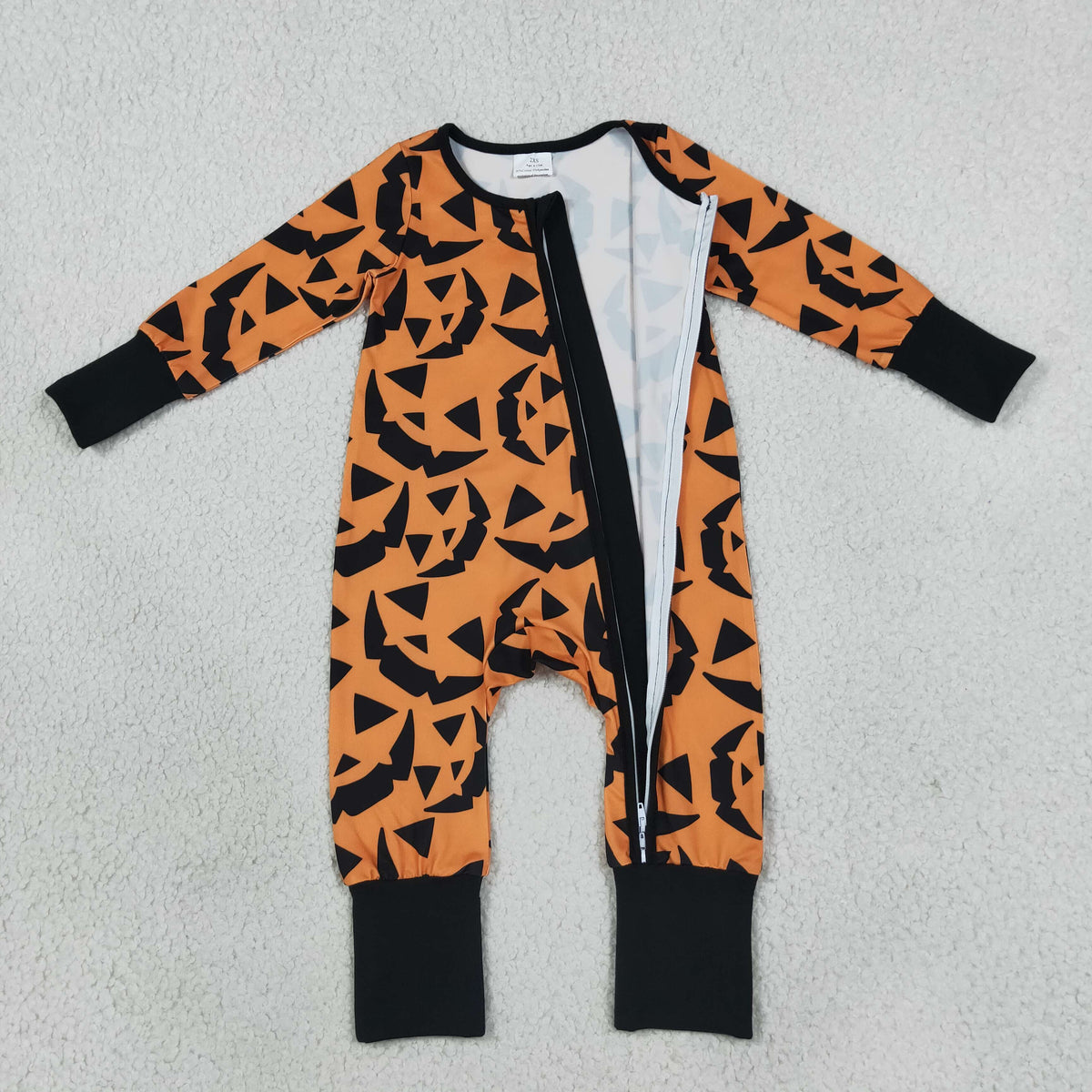 NEW RTS NO MOQ milk silk LR3243 Baby Boys Ghost Pumpkins Halloween Two Way Zip Convertible Romper