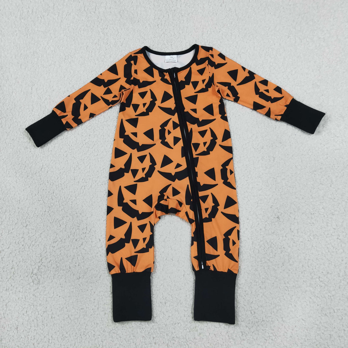 NEW RTS NO MOQ milk silk LR3243 Baby Boys Ghost Pumpkins Halloween Two Way Zip Convertible Romper