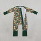 NEW RTS NO MOQ milk silk LR3249 Baby Boys Green Camo Ducks Hunting Two Way Zip Convertible Rompers
