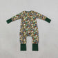 NEW RTS NO MOQ milk silk LR3249 Baby Boys Green Camo Ducks Hunting Two Way Zip Convertible Rompers