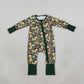 NEW RTS NO MOQ milk silk LR3249 Baby Boys Green Camo Ducks Hunting Two Way Zip Convertible Rompers