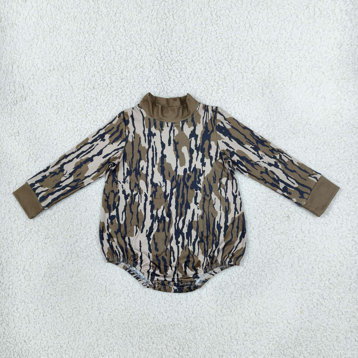 RTS NO MOQ Sibling milk silk High Neck Baby Boys And Girls Camo Long Sleeve Romper And Toddler Mock Neck Top（副本）