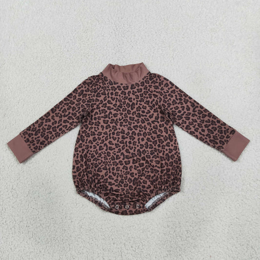 NEW RTS NO MOQ milk silk LR3264 Baby Boys Long Sleeve Brown Brown Choker Rompers