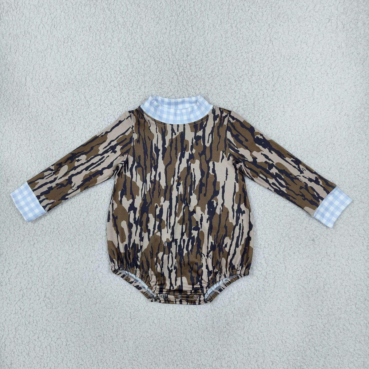 NEW RTS NO MOQ milk silk LR3279 Baby Boys High Neck Long Sleeve Camo Rompers