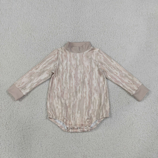 NEW RTS NO MOQ yoga LR3306 Baby Girls Long Sleeve Southern Pink Wood Camo Yoga Active Choker Rompers