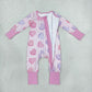 NEW RTS NO MOQ milk silk LR3325 Baby Girls Pink Stripe LOVE YOU Hearts Valentines Two Way Zip Convertible Rompers