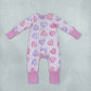 NEW RTS NO MOQ milk silk LR3325 Baby Girls Pink Stripe LOVE YOU Hearts Valentines Two Way Zip Convertible Rompers