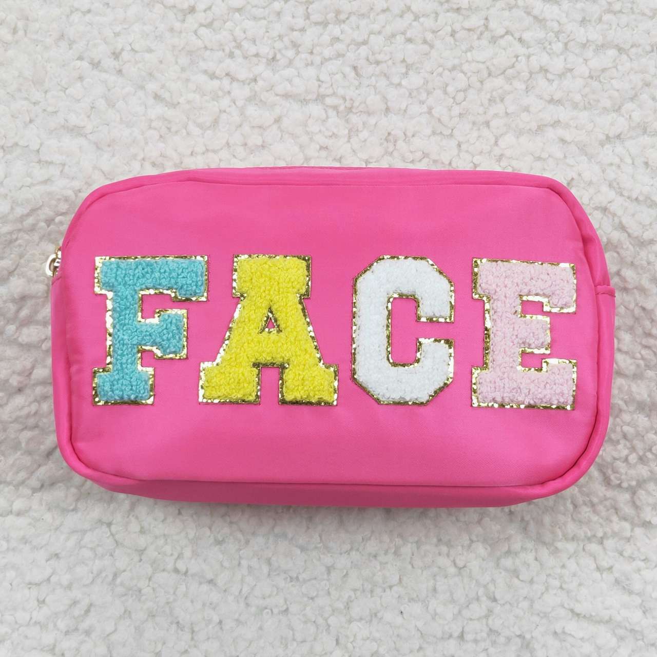 face Cosmetic bag pink kids girls Zipper carrying bag