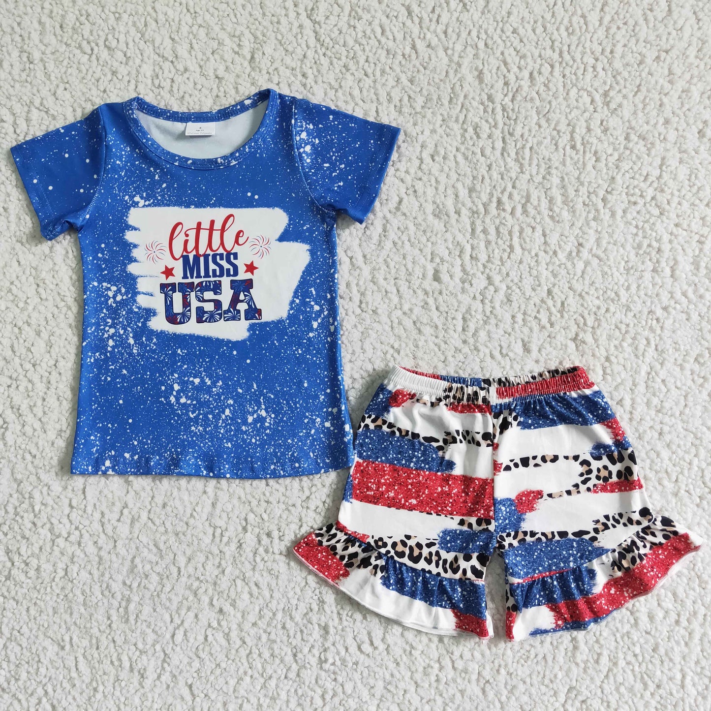 NC0005 National Day blue short-sleeved shorts suit