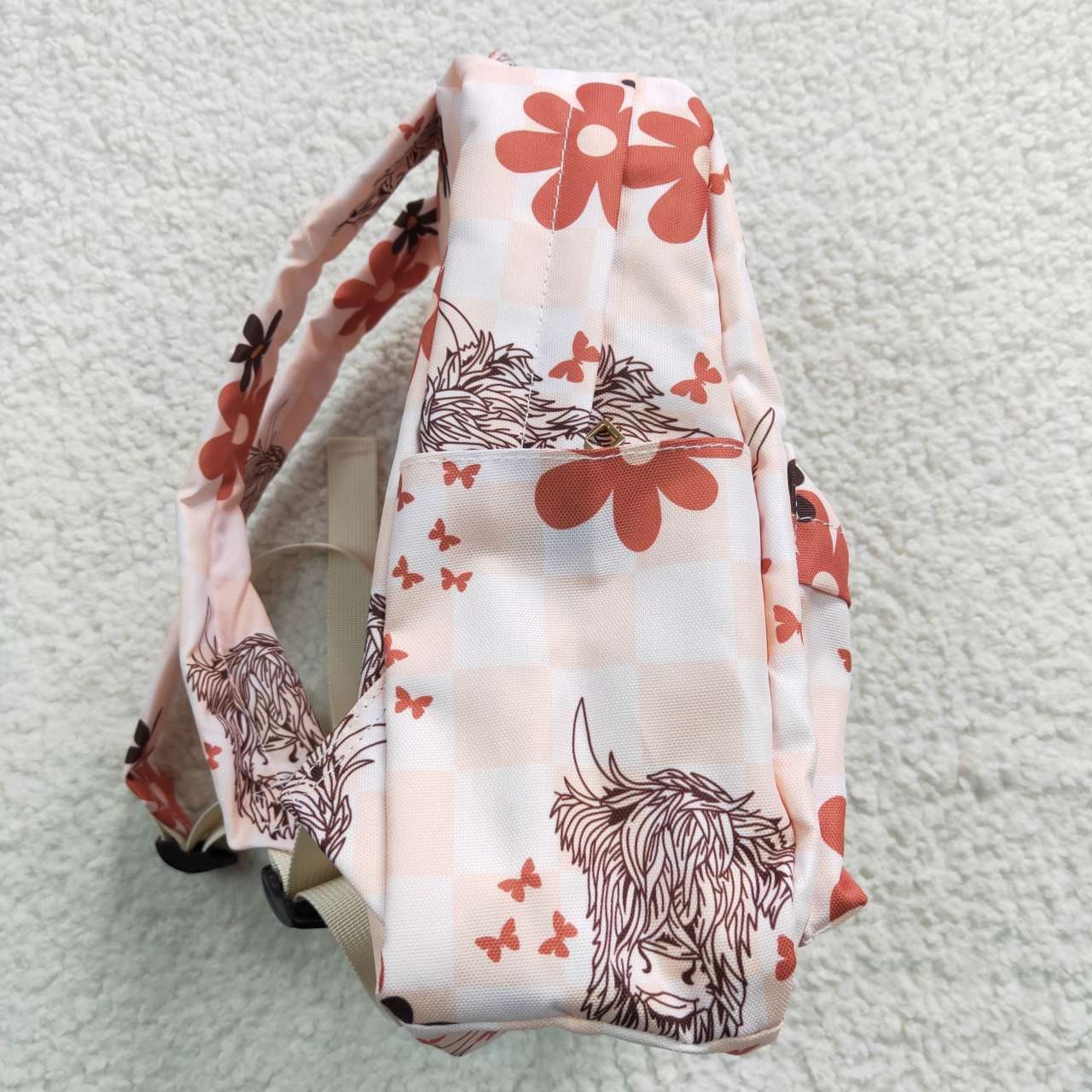 kids bags highland cow flower west backpack