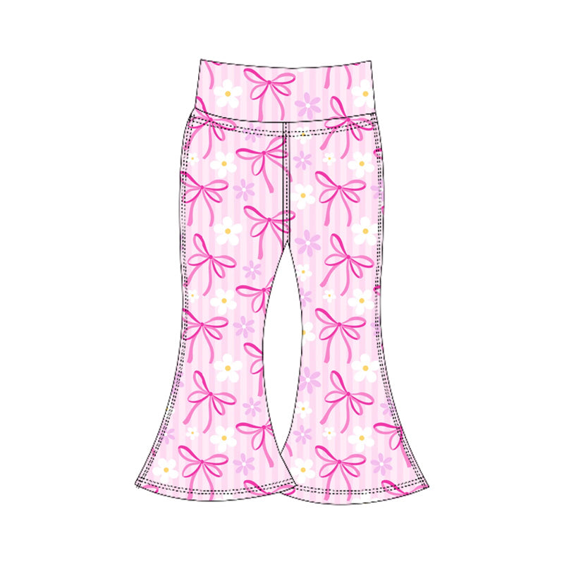 6.6P0771 Pink Flower Bow Yoga Pants