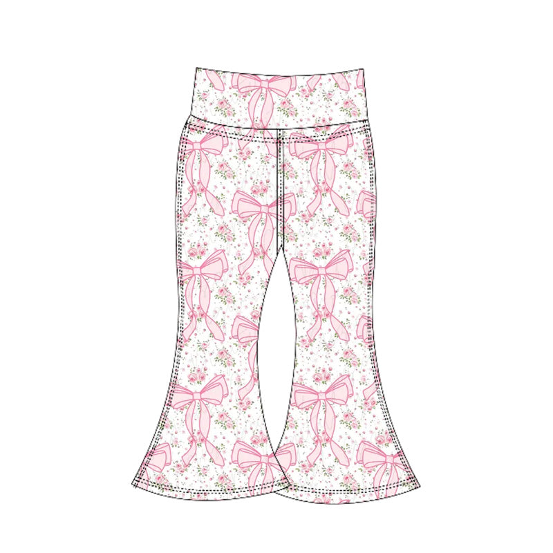 6.6P0773 Pink Bowknot Floral Yoga Pants