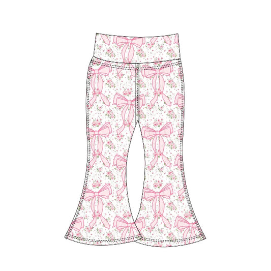 6.6P0773 Pink Bowknot Floral Yoga Pants
