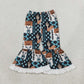 NEW RTS NO MOQ milk silk P0781 Baby Girls Blue Aztec Bow Bull Skull Plaid Bell Bottom Pants