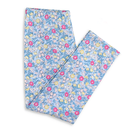 X924 P0873 Blue Floral Elasticated Pants