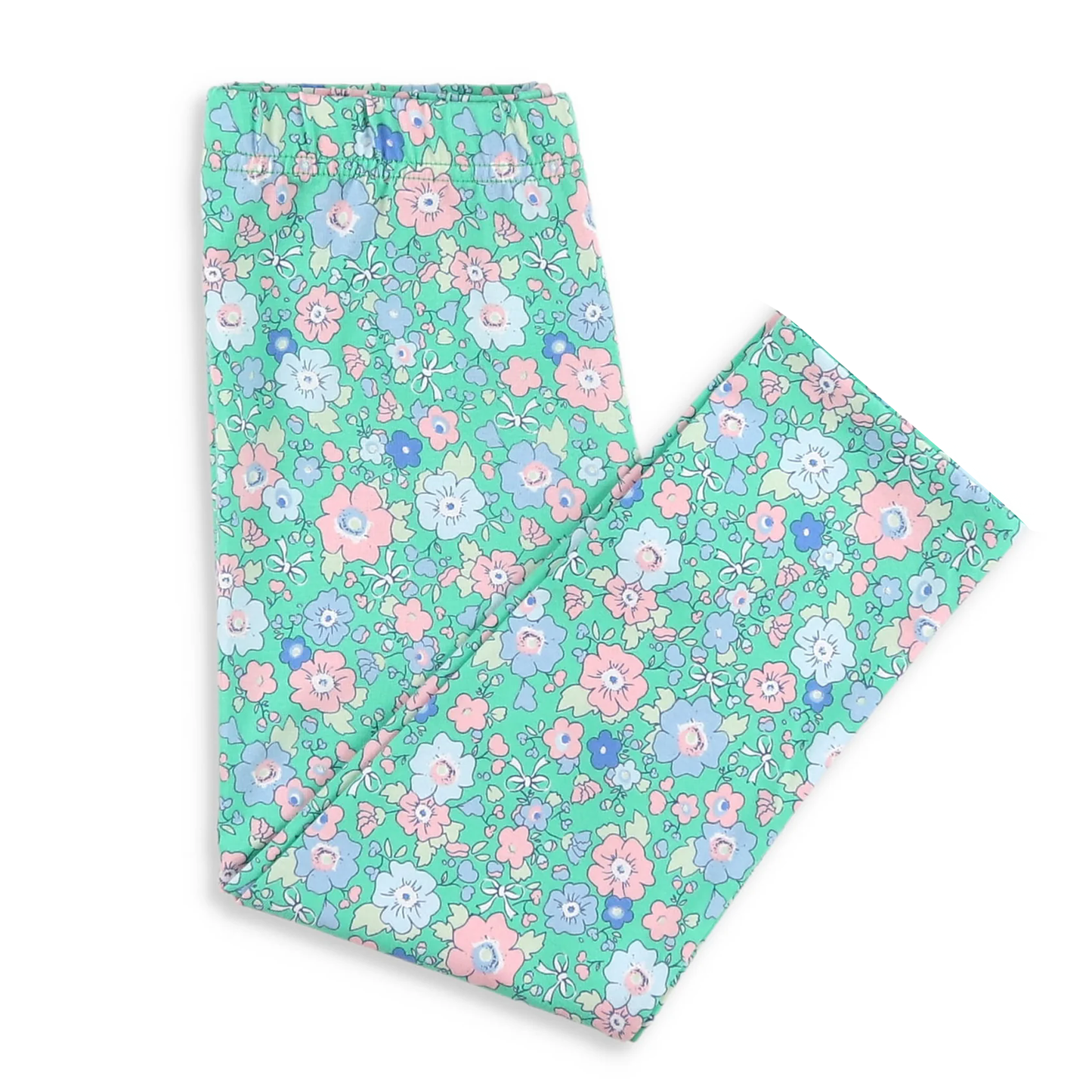 X924 P0874 Green Floral Elasticated Pants
