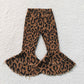 RTS NO MOQ  milk silk P1050 Baby Girls Black Leopard Print Brown Denim Long Pants