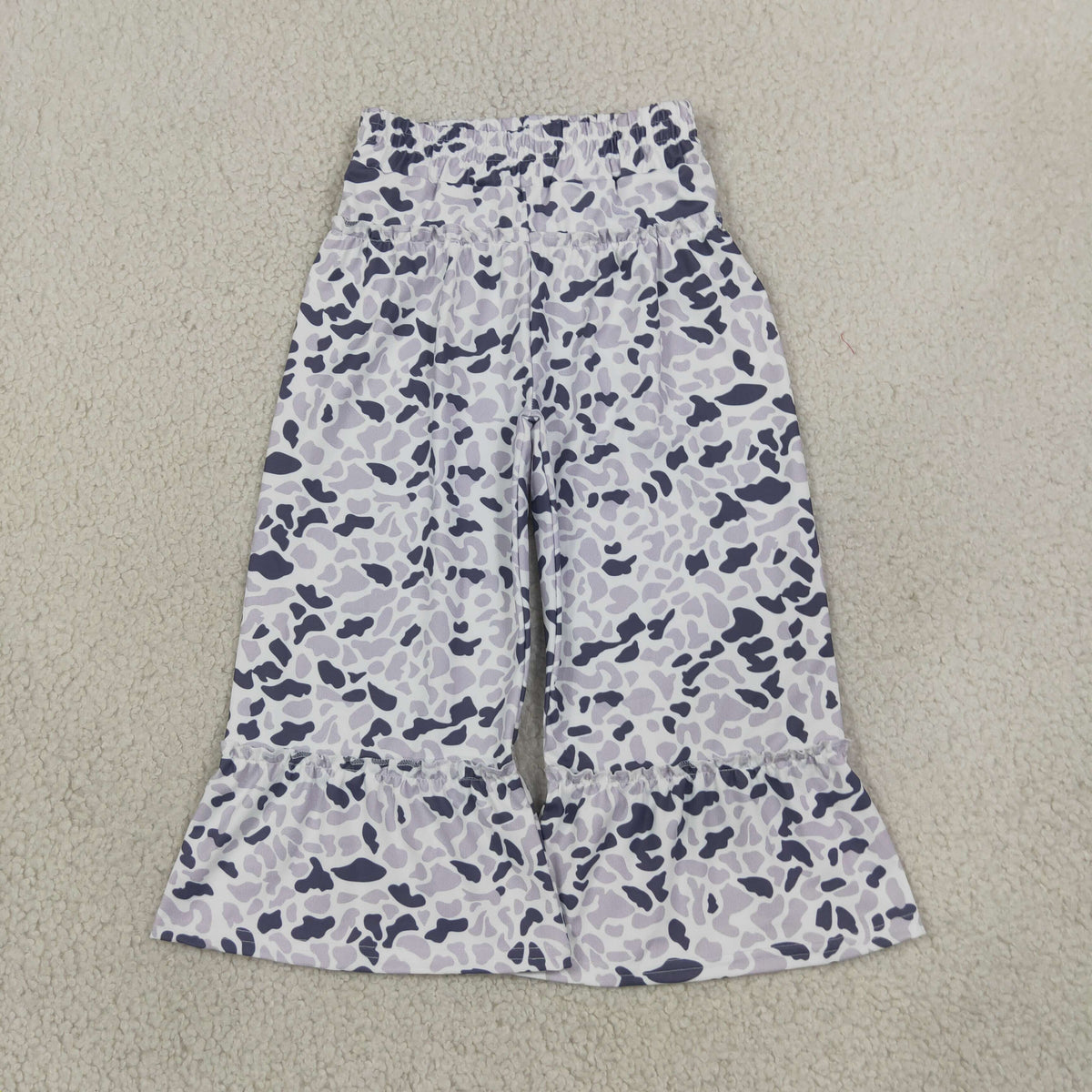 NEW RTS NO MOQ Yoga  P1054 Baby Girls Grey Camo Yoga Active Ruffle Flare Pants Bottom