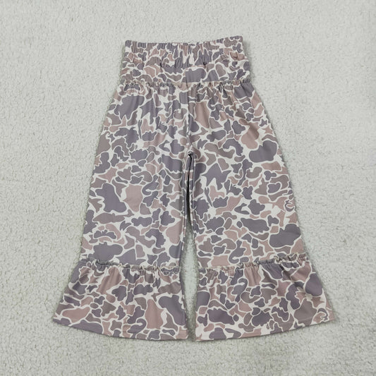 NEW RTS NO MOQ yoga P1056 Baby Girls Grey Brown Camo Yoga Active Flare Pants
