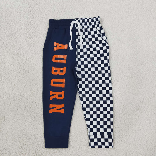NEW RTS NO MOQ Vinyl P1057 Baby Boys Navy Checked Vinyl AU Team Pockets Jogger Pants Bottom