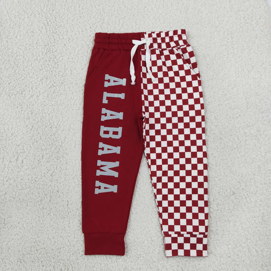 NEW RTS NO MOQ Vinyl P1060 Baby Boys Red Checked Vinyl Team Pockets Joggers Bottom