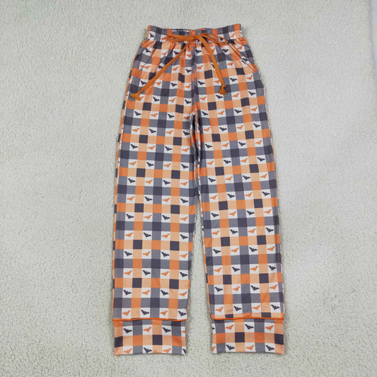 NEW RTS NO MOQ milk silk P1095 Adult Women Khaki Checked Bats Halloweens Pants Bottom