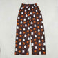 NEW RTS NO MOQ milk silk P1131 Adult Women Ghost Pumpkins Leopard Halloween Pockets Flare Pants Bottom