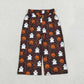 NEW RTS NO MOQ milk silk P1135 Baby Girls Ghosts Pumpkins Leopard Halloween Pockets Flare Pants Bottom
