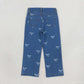 NEW RTS NO MOQ Denim P1149 Baby Girls Blue Straight Leg Jeans With Cute Bow Casual Daily Wear Girls Denim Bottom Pants