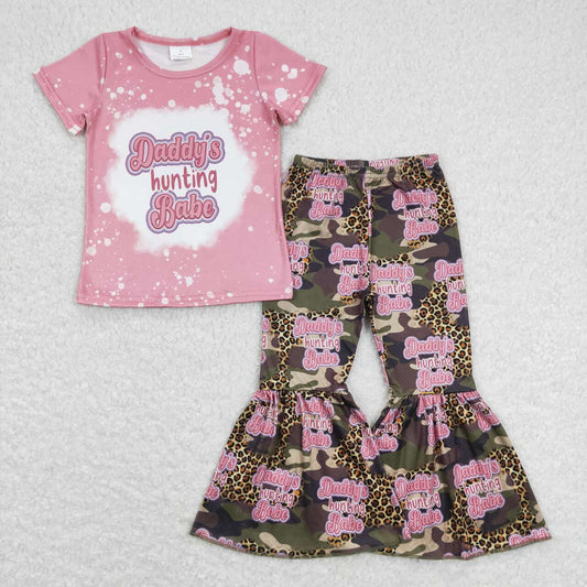 GSPO0922 daddy's hunting babe lettered leopard print camouflage short-sleeved pants suit