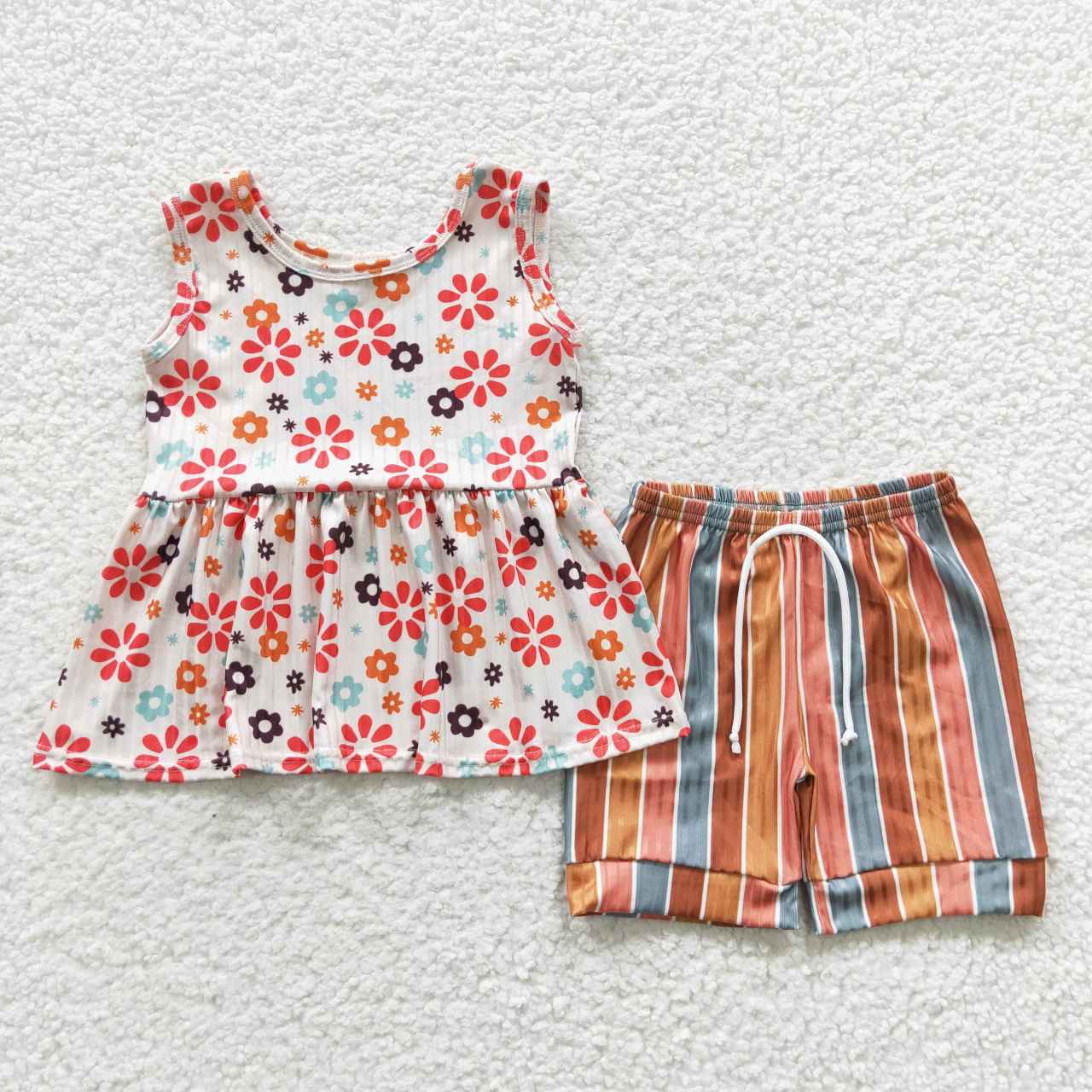 floral girls summer shorts sets 2 pieces outfits