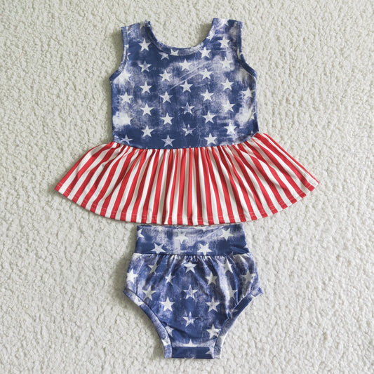 july 4th star kids clothes Girls bummies sets baby clothing