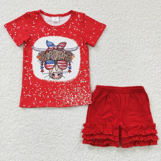 July 4th shirt & shorts girls sets kids clothes