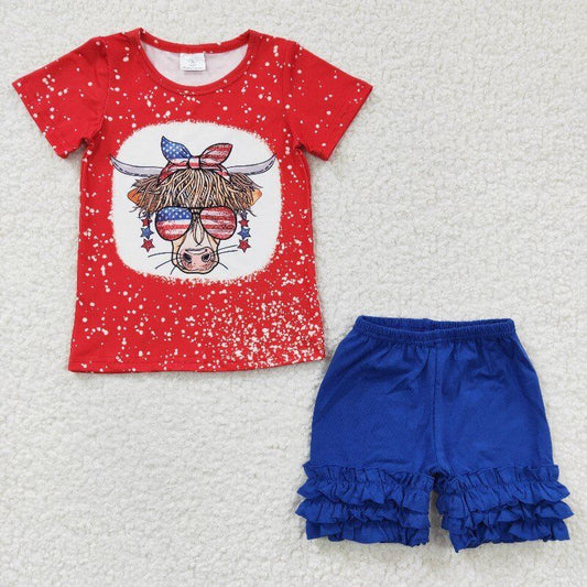 July 4th shirt & shorts girls sets kids clothes