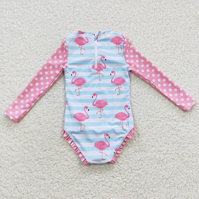 flamingo girls swimsuit kids bathing suit