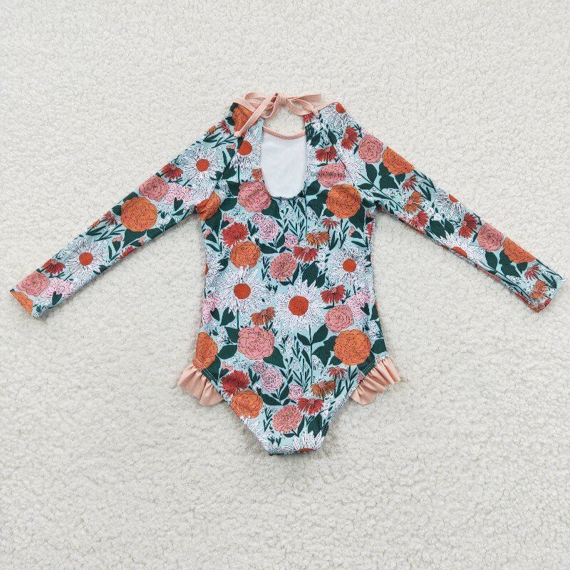 floral girls swimsuit kids bathing suit