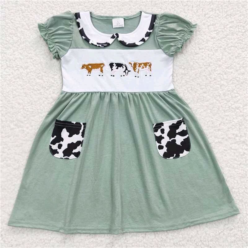 embroidery cow baby bubbles girls rompers