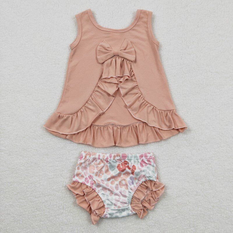 Girls baby bummies sets cotton bows vest & shorts