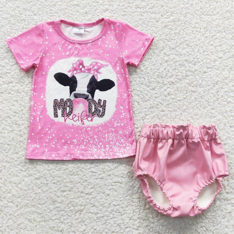 moody baby girl bummies sets leather shorts & shirt kids clothes