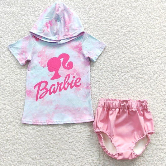 barbie baby girl bummies sets leather shorts & shirt kids clothes