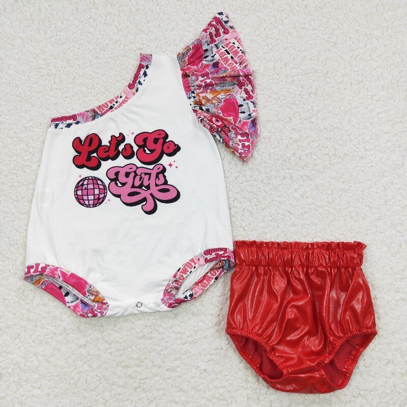 let's go girl bummies sets leather shorts & shirt baby kids clothes