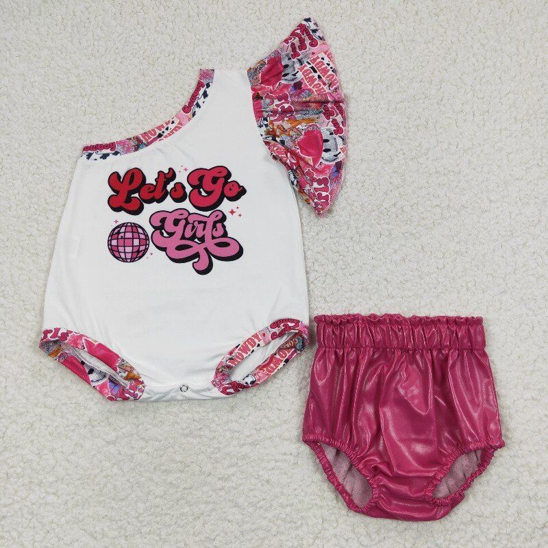 let's go girl bummies sets leather shorts & shirt baby kids clothes