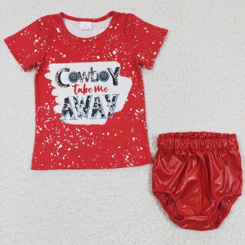 cowboy take me away girl bummies leather & shirt baby kids clothes