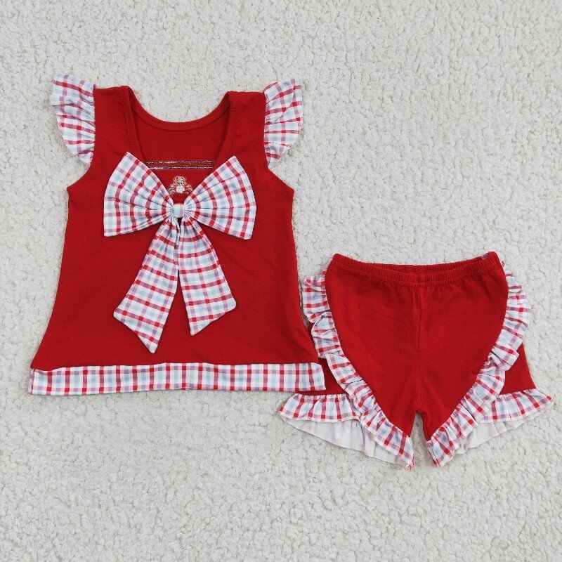 summer girls outfits embroidered Crab t-shirt & shorts kids clothes