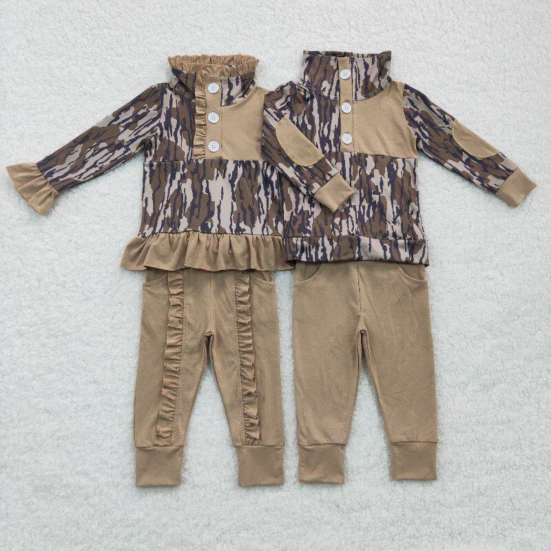 CAMO outfits boy match girl top and pants 2 pieces winter fall kids clothes