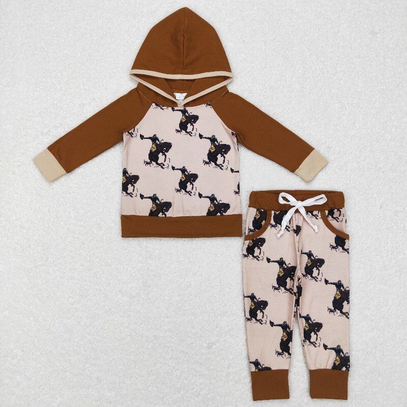 cowboy hoodie boys winter fall suit hooded outfits long sleeve top and pants 2 pieces sets