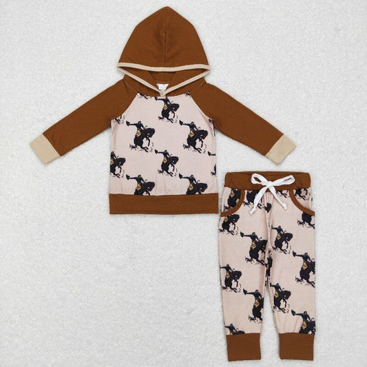 cowboy hoodie boys winter fall suit hooded outfits long sleeve top and pants 2 pieces sets