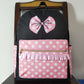 BA0183 Mickey and Minnie polka dot pink and black backpack