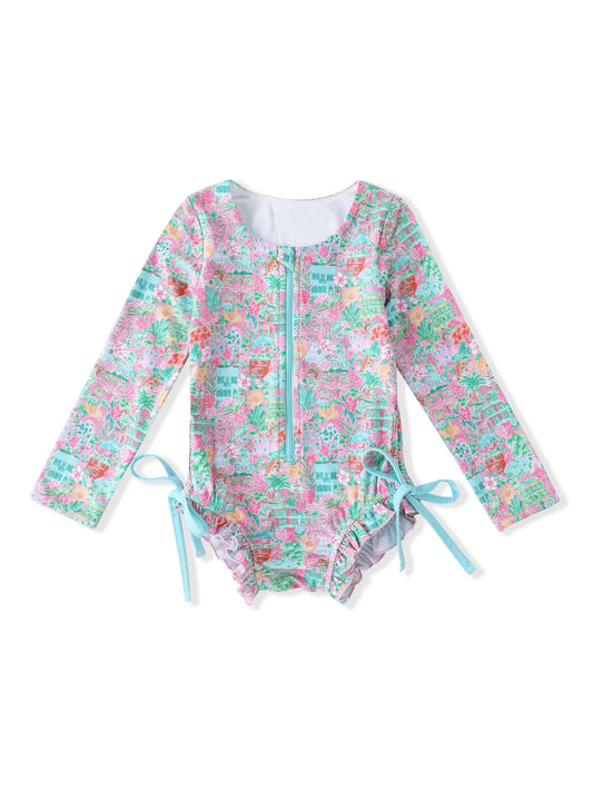 3.8S0539 Zipper long sleeve swimsuit